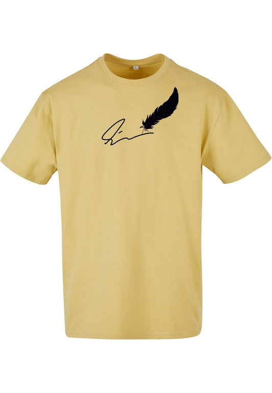 Olivier Industries ®Signature Feather - yellow oversized Men Tee - Olivier Industries ® Art & Apparel