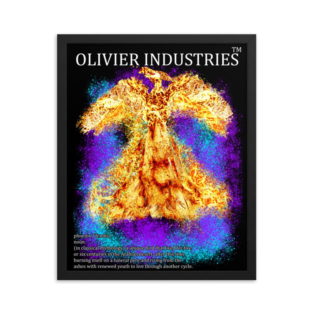 Olivier Industries ® Art Picture print Phoenix from the ashes hand painted design in Framed Poster - Olivier Industries