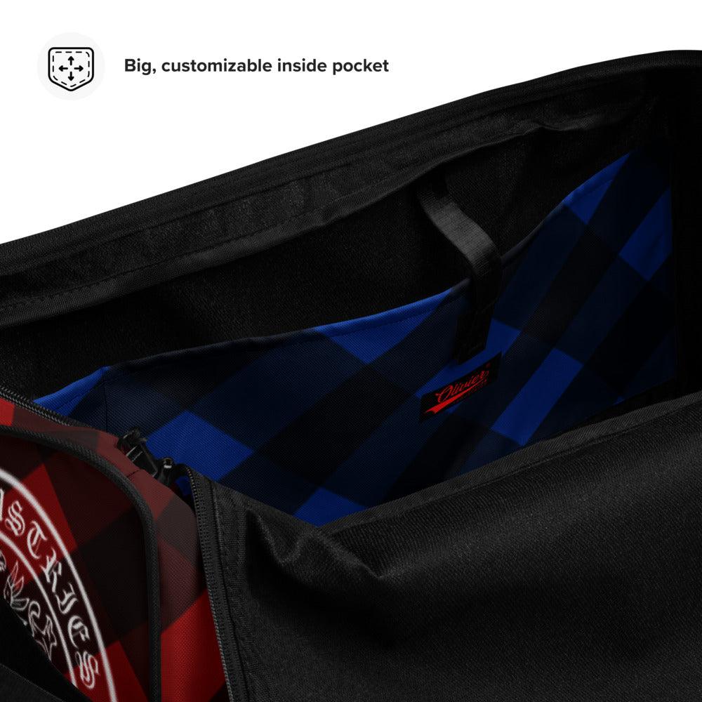 Olivier Industries TM Worldwide Pattern checked Red and Blue Weekender - Olivier Industries ® Art & Apparel