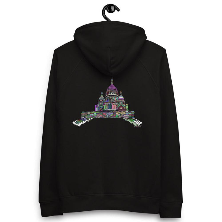 Olivier Industries ® abstract drawn sacre coeur organic cotton Unisex pullover hoodie - Olivier Industries