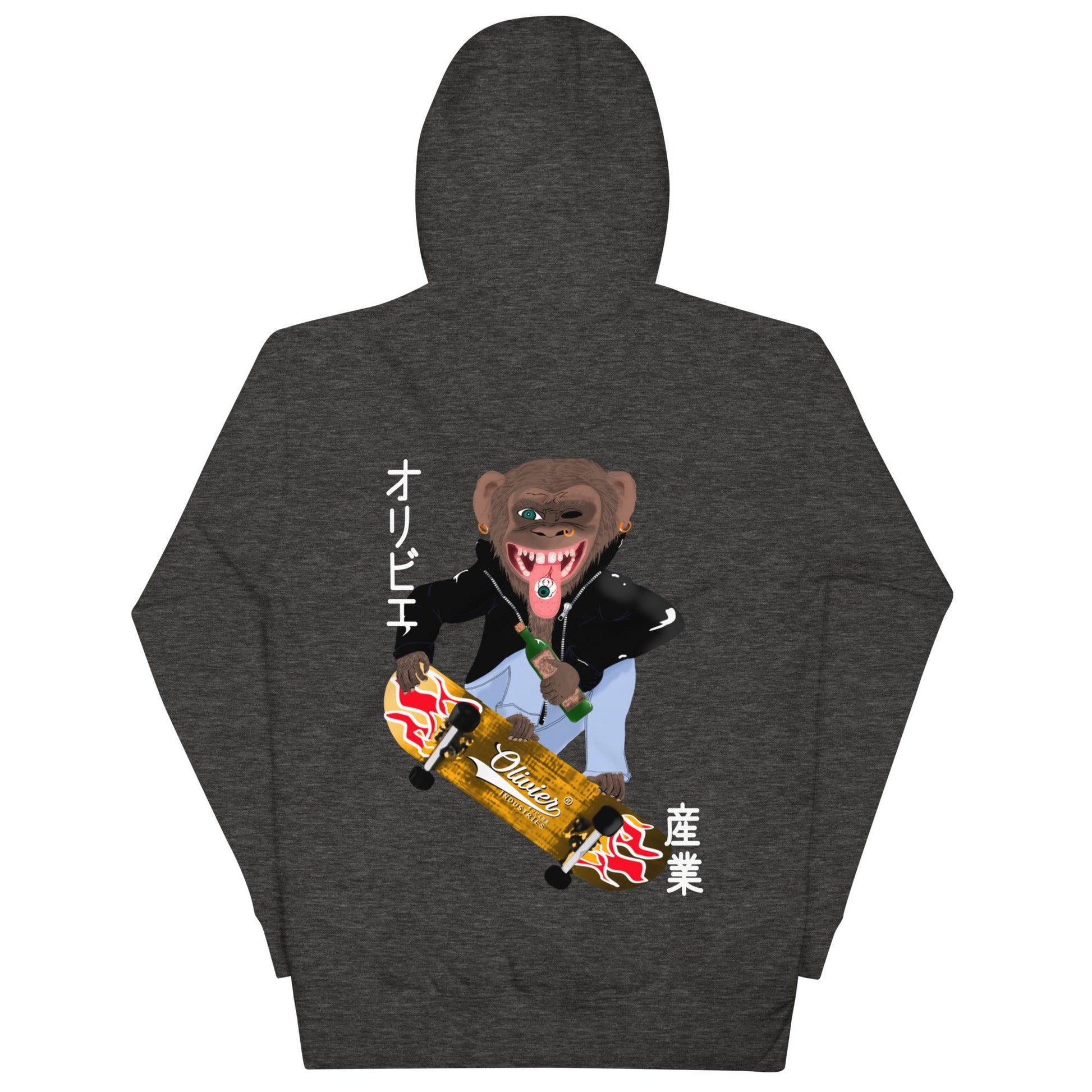 Olivier Industries ®Worldwide- Skating Ape unisex Hoodie - Olivier Industries ® Art & Apparel