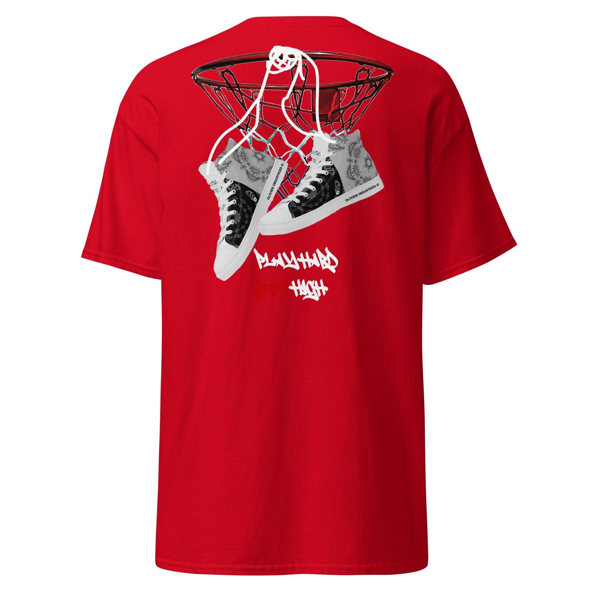 Olivier Industries TM Worldwide - Embr + Print - Fly High Basketball sneaker classic fit tee dif. Colors - Olivier Industries ® Art & Apparel