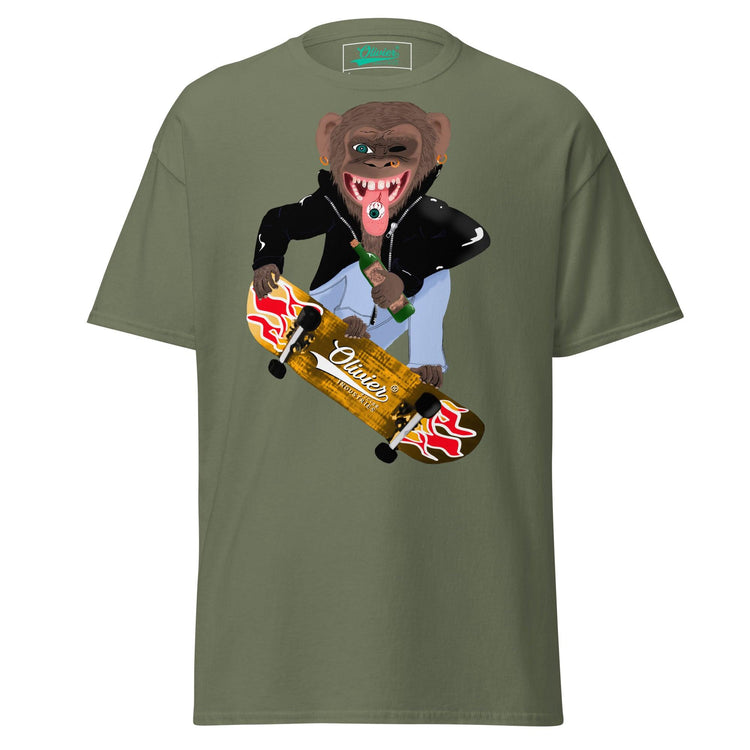 Olivier Industries ® Worldwide-The skating Ape Men fitted Tee - Olivier Industries ® Art & Apparel