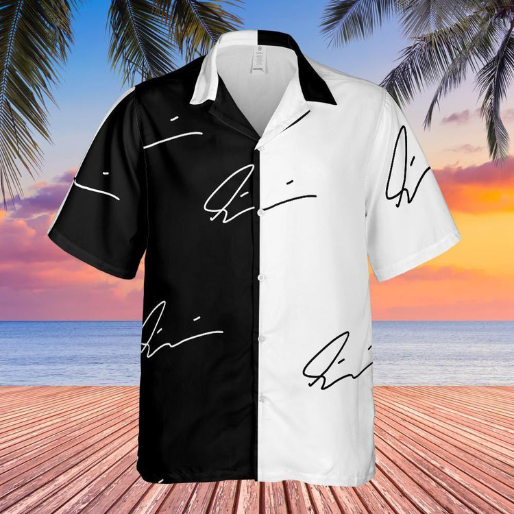 Olivier Industries TM - handmade black white Hawaii Shirt - Olivier Industries ® Art & Apparel